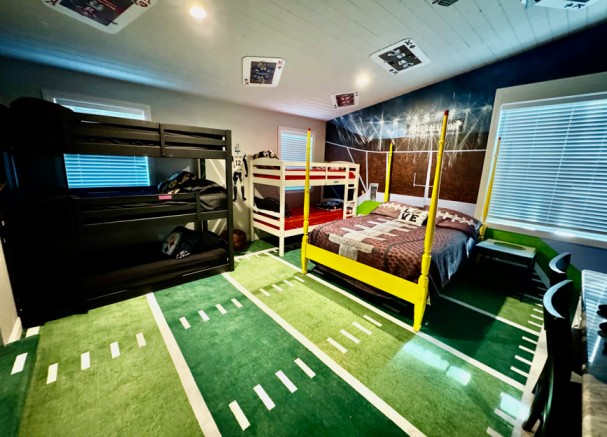 football carpet in football bedroom at vacation home